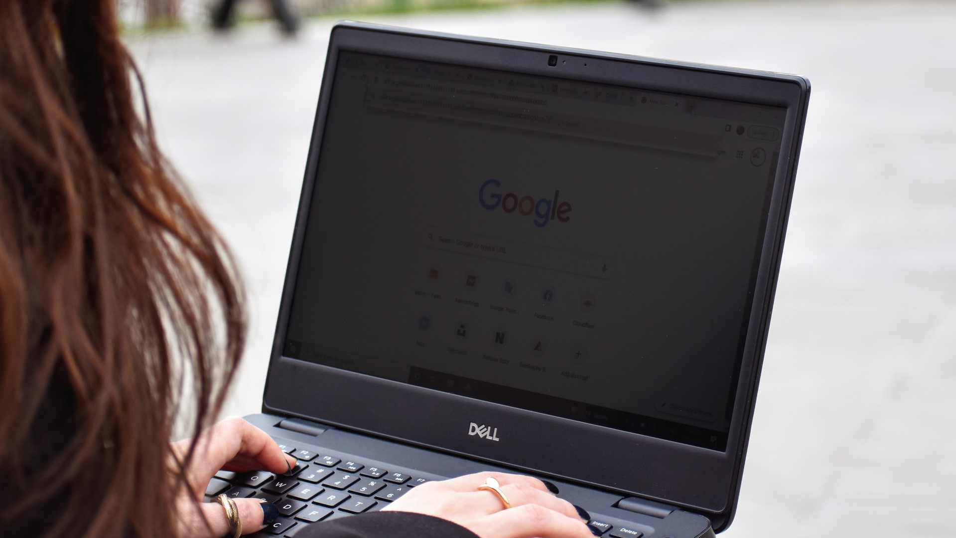 Woman searching on web